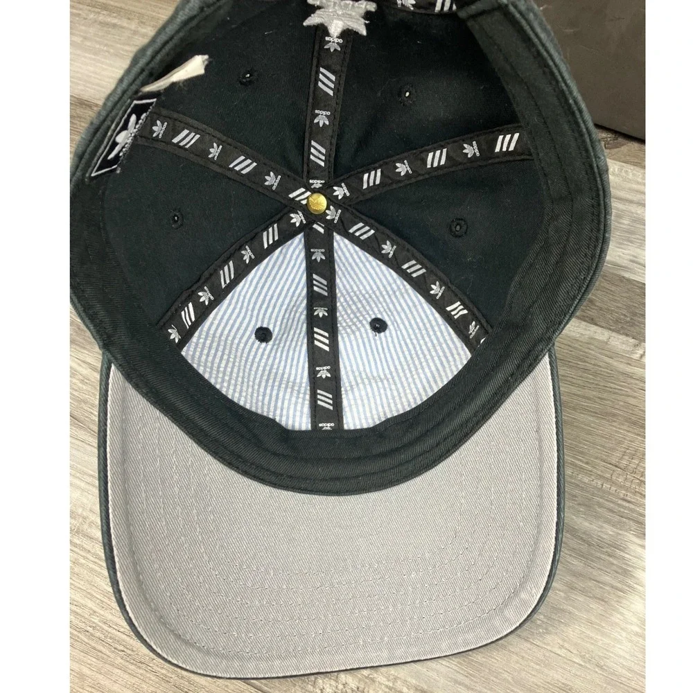 Adidas Originals Trefoil Relaxed Strapback Hat Faded Black Washed Cotton Cap